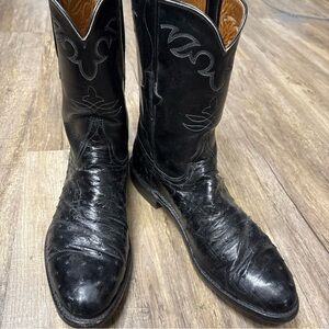 Lucchese ostrich black cowboy boots